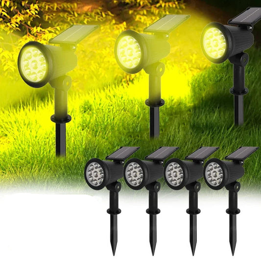 9 LED Solar Spotlights Waterproof Adjustable Brightness