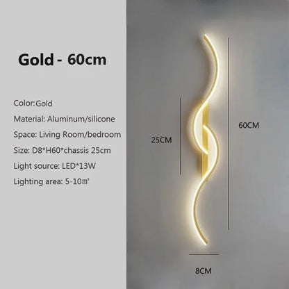 Modern LED Wall Lamp Minimalist Led Light Bedroom Bedside Long Strip Wall Sconces Living Room