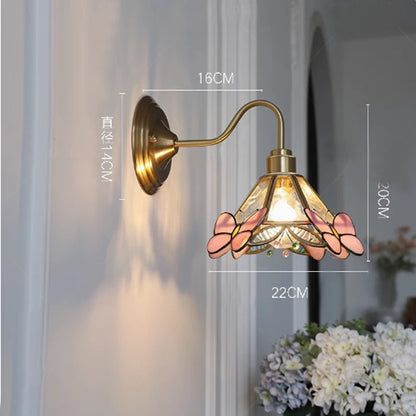 Bedroom headboard Tiffany living room background wall light light luxury Nordic American retro corridor corridor all copper wall