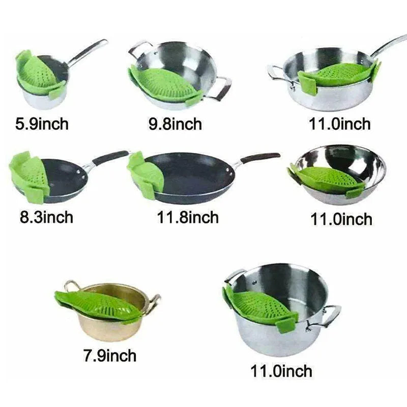 Universal Silicone Pot Edge Drainer Kitchen Clip-on Pan Pot
