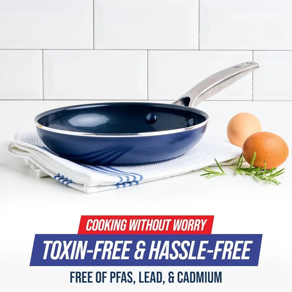 Blue Diamond 8" Nonstick Frying Pan Skillet, Diamond Infused PFAS & PTFE-Free Ceramic Pot