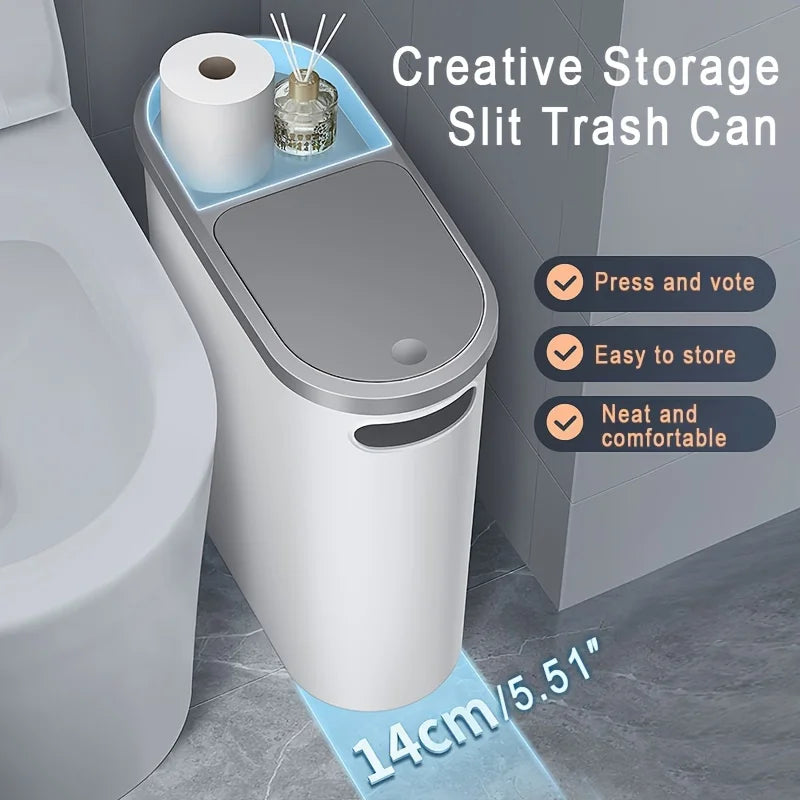 10L Silent Closed Plastic Bathroom Garbage Bin