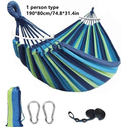 Outdoor Hammock Portable Garden Hammock Sports Home Travel Camping Swing Canvas Stripe Hang Bed Hammock Double Single People