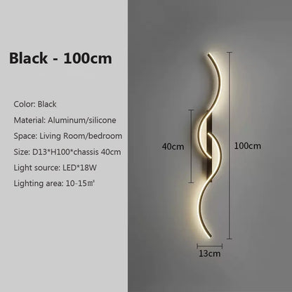 Modern LED Wall Lamp Minimalist Led Light Bedroom Bedside Long Strip Wall Sconces Living Room