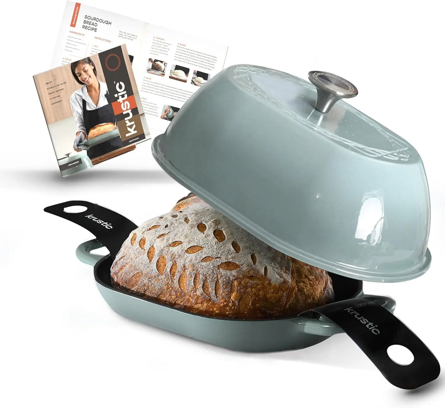 Enameled Cast Iron Dutch Oven for Professional Sourdough Bread Baking
