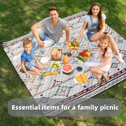 Outdoor picnic blanket, with handles for easy carrying, suitable for outdoor activities, water-resistant, suitable for camping.