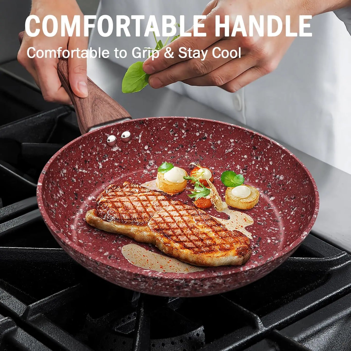 KOCH SYSTEME CS 12" Red Granite Non-Stick Frying Pan