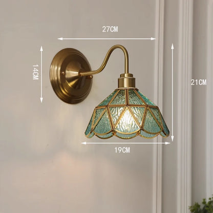 Bedroom headboard Tiffany living room background wall light light luxury Nordic American retro corridor corridor all copper wall