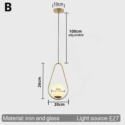 Nordic Bedside Bedroom Light Luxury Modern Simple Minimalist Restaurant Lamp Bar Long Line Single Head Gold Small Chandelier