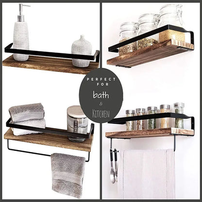 Bathroom Items Kitchen Solid Wood Bore Storage Shelf Floating Wall Shelves Accessories Organizer Hardwares Hardware Fixture Home