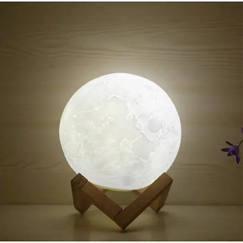 8CM LED Night Light 3D Print Moon Lamp Bedroom Decor MoonLight