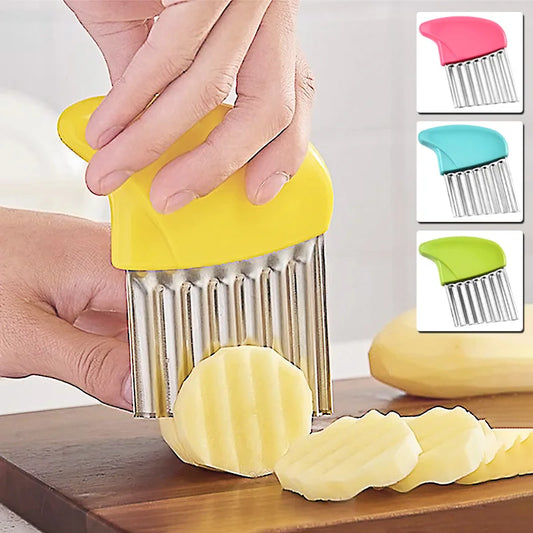 Potato Chip Slicer Vegetable Fruit Corrugated Wavy Knife French Fries Potato Cutter Kitchen