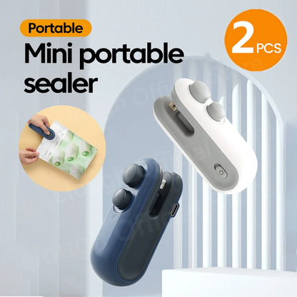 Mini Bag Sealer 2 in 1 Electric Mini Heat Bag Sealing Plastic Food Sealer Clip Bag