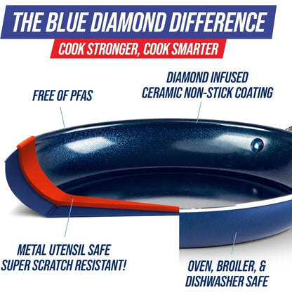 Blue Diamond 8" Nonstick Frying Pan Skillet, Diamond Infused PFAS & PTFE-Free Ceramic Pot