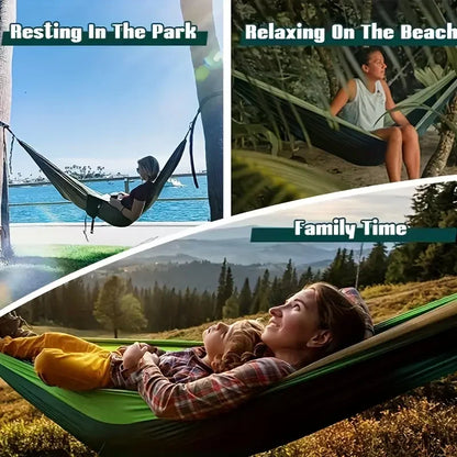 Outdoor Camping Hammock Portable Hammock with Tree Straps Lightweight Nylon Parachute Hammock for Travel Hiking Beach