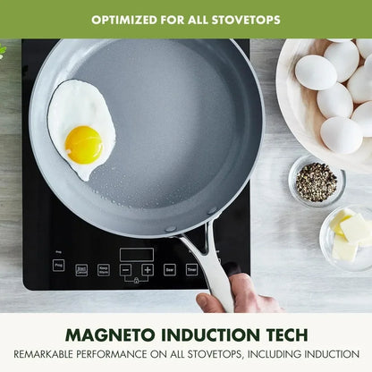 NEW-Valencia Pro Hard Anodized Healthy Ceramic Nonstick 10" And 12" Frying Pan