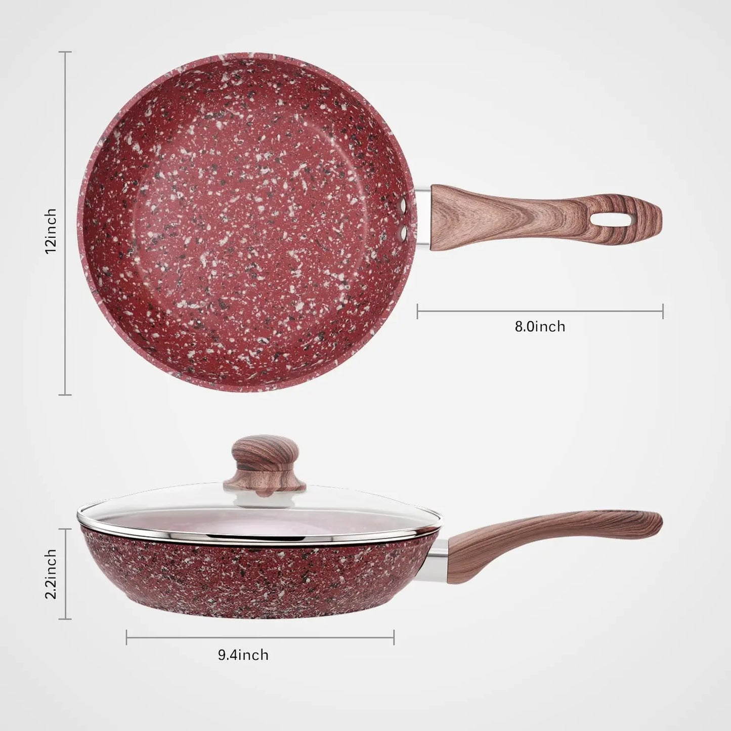 KOCH SYSTEME CS 12" Red Granite Non-Stick Frying Pan