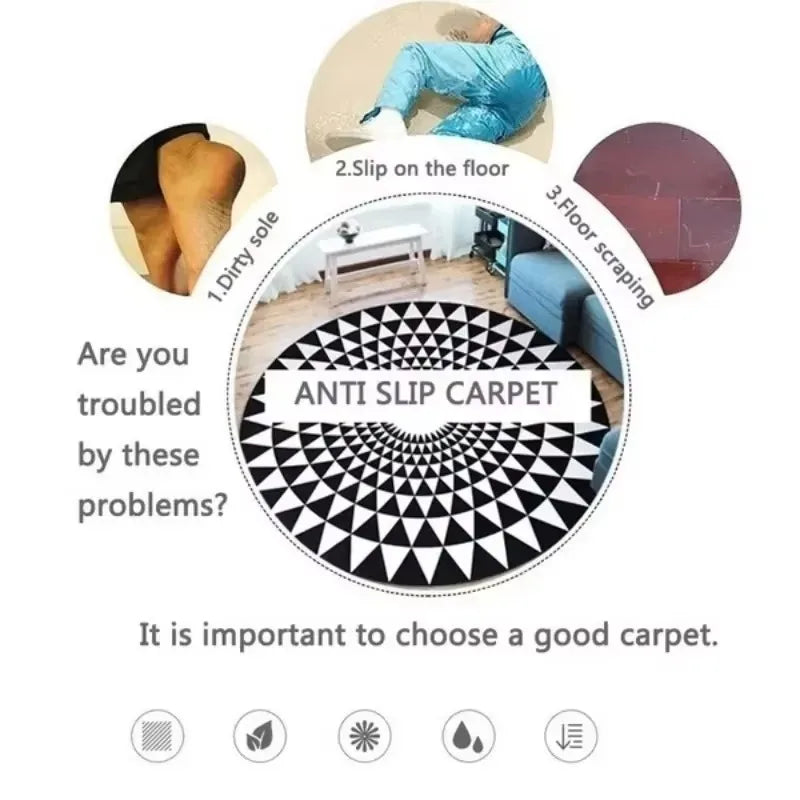 Living Room Round Rug for Bedroom Bedside Anti-Slip Floor Mat Bohemian Style Animal Plant Carpets Retro Home Decoration Rug