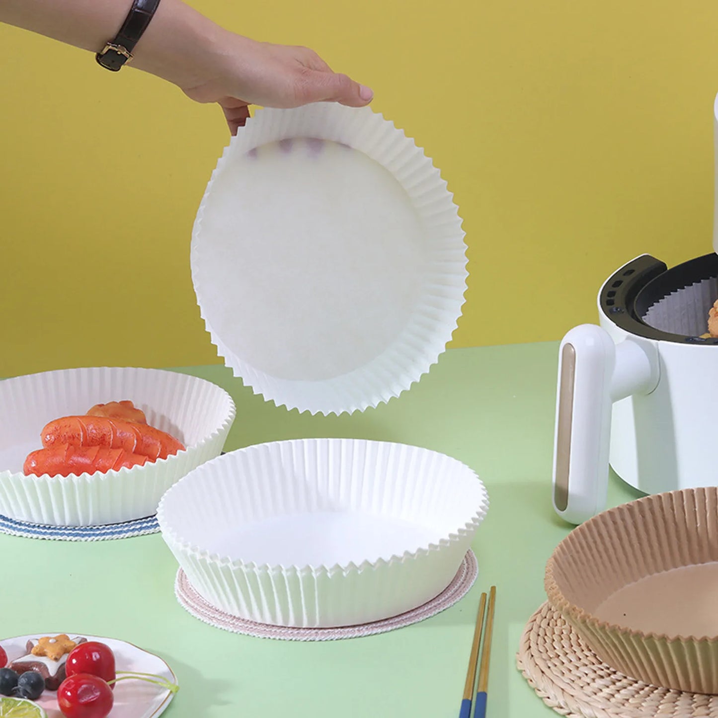 20pcs/Set Air Fryer Disposable Paper Parchment Wood Pulp Steamer