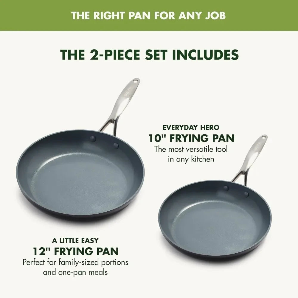 NEW-Valencia Pro Hard Anodized Healthy Ceramic Nonstick 10" And 12" Frying Pan