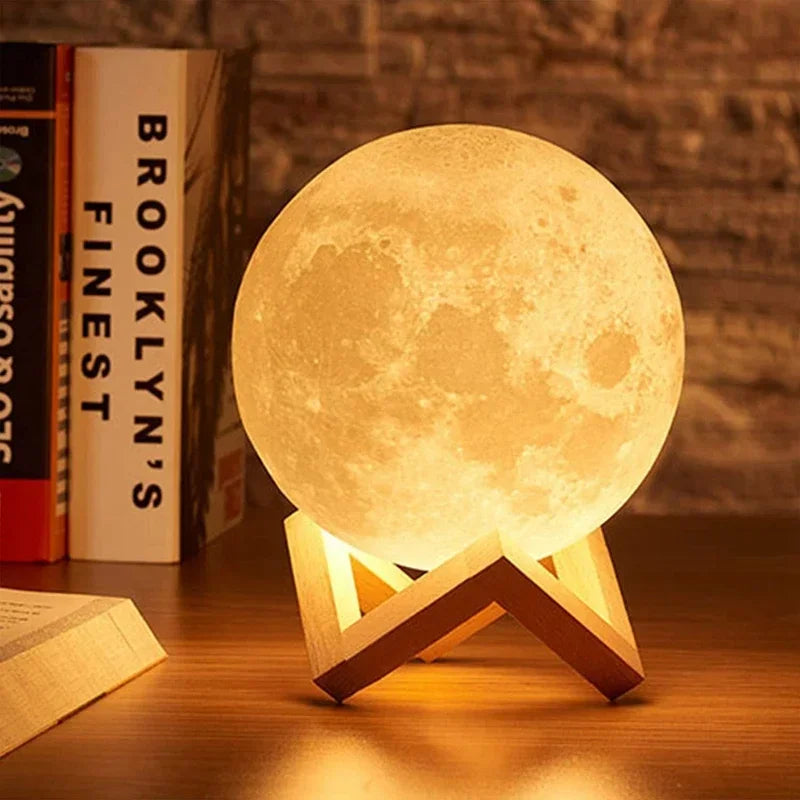 8CM LED Night Light 3D Print Moon Lamp Bedroom Decor MoonLight