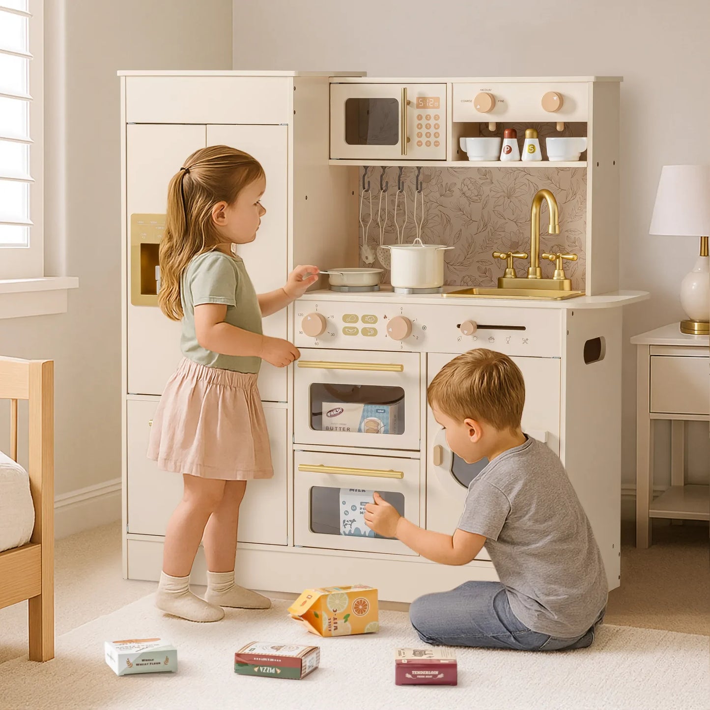 Robotime Robud Kids Wooden Floral Kitchen Play Set